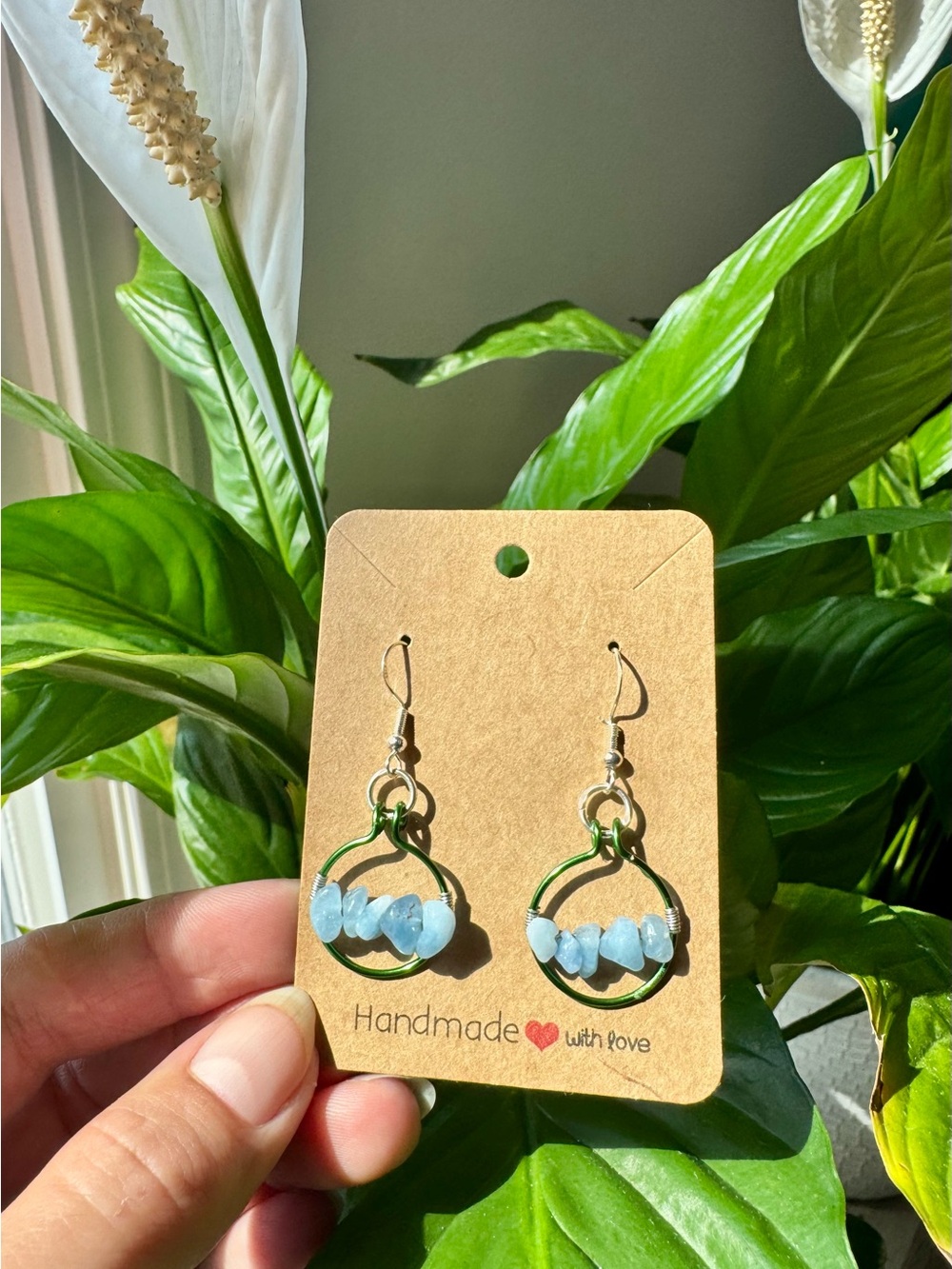 AQUAMARINE | Green Hoop Earrings